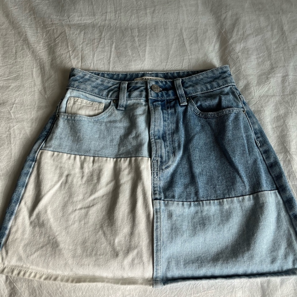 Patchwork Denim Skirt